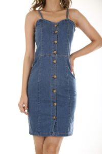 fashion women slim fit knee length denim one piece